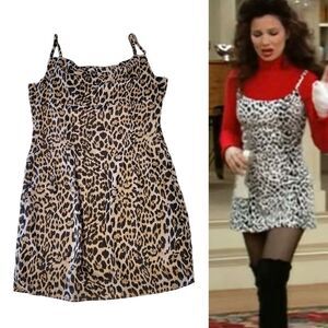 Y2K Beige Black Cheetah Animal Print Sleeveless Mini Tank Dress Medium